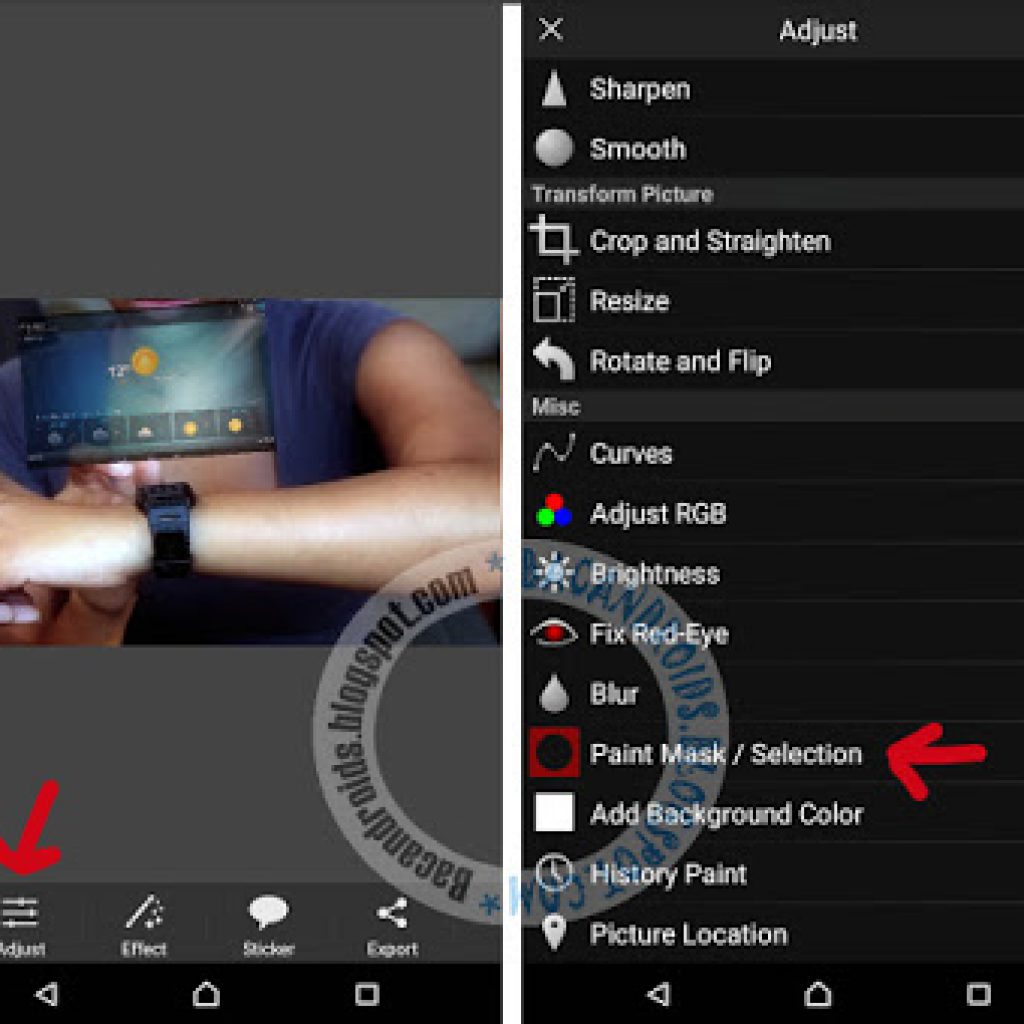 trik edit foto hologram muncul dari Jam tangan dengan Picsay android